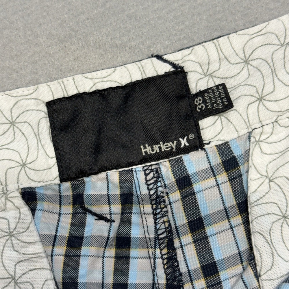 Hurley Plaid Walk Shorts Mens 38 Blue Surf Skater Embroidered Y2K Grunge - Picture 3 of 17